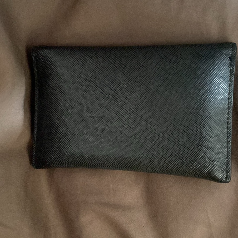 Prada Saffiano Leather Bar-Flap French Wallet card holder 2 slots designer bag - Picture 5 of 7